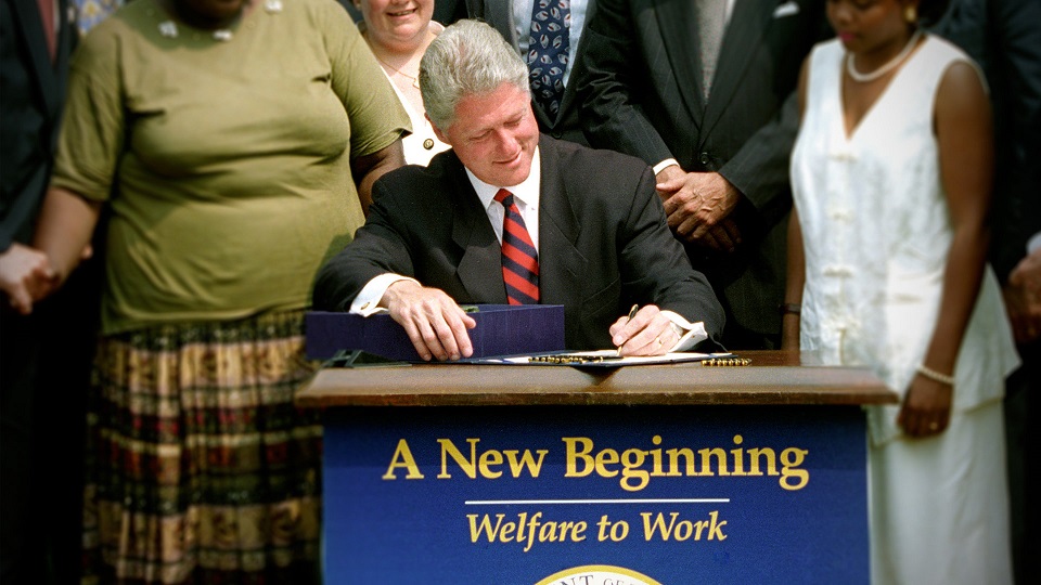 Clinton signing Welfare Reform (1996)